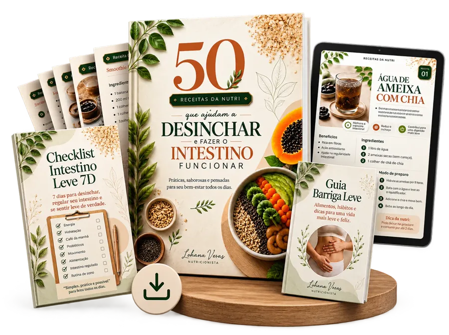 50 Receitas da Nutri com Checklist Intestino Leve 7D e Guia Barriga Leve